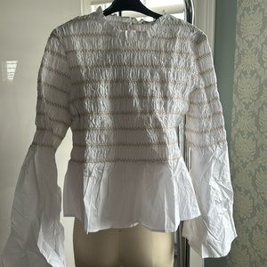 Endless Rose Women's White Cotton Crinkle Elastic Top Size Large